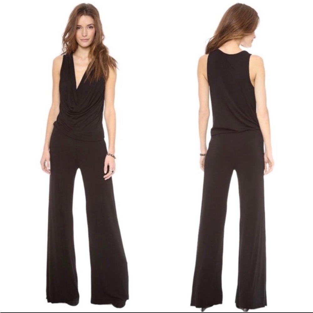 Young Fabulous & Broke Black Cowl Neck Wide Leg Jumpsuit Size L NWT